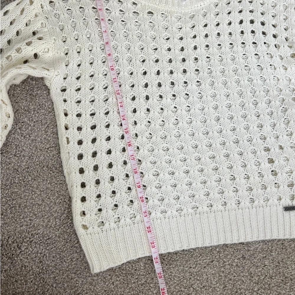 Savvi Off White Crochet Luxury Boutique Light Sweater, On/Off Shoulder Dana